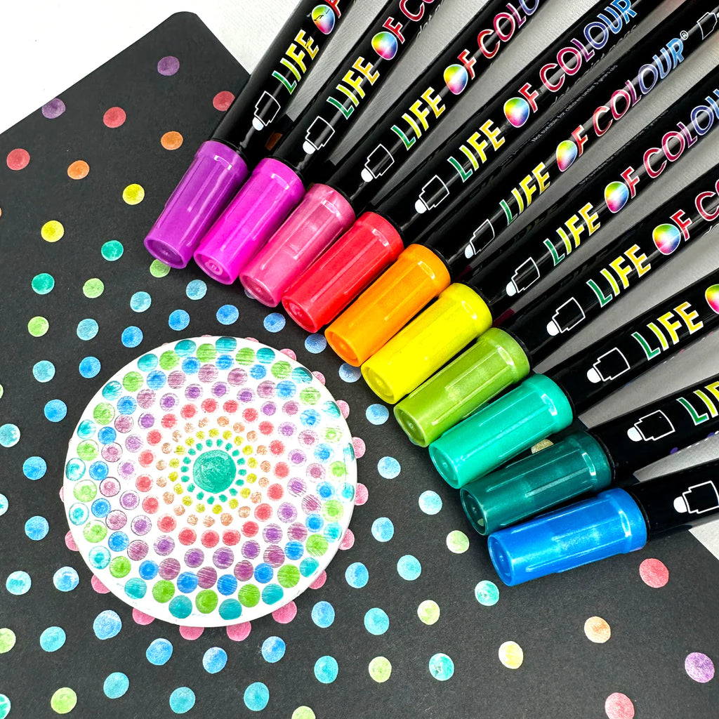 Life of Colour Metallic Dot Markers Acrylic Paint Pens - Set of 13