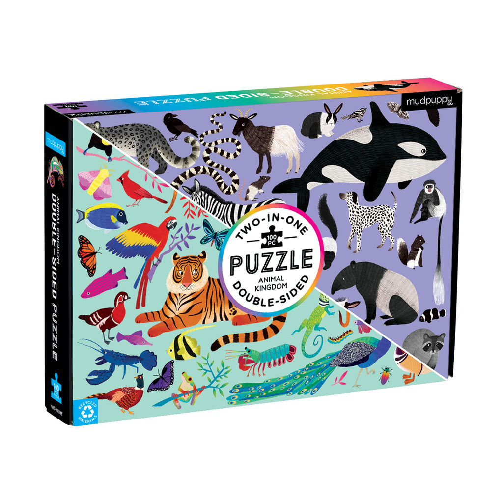 Mudpuppy 100 Pc Double-Sided Puzzle â€“ Animal Kingdom
