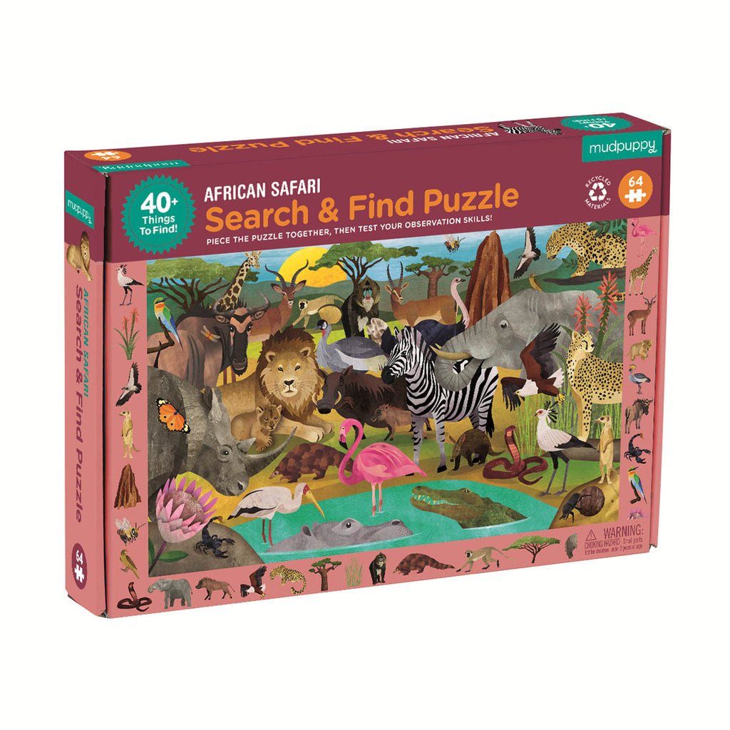 Mudpuppy - 64 Piece Search and Find Safari Jigsaw Puzzle