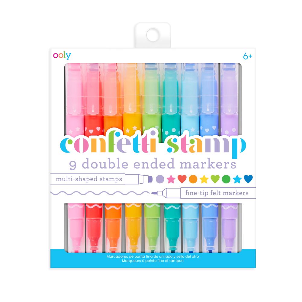 Ooly Kids Stationery - Double Ended Markers Confetti Stamp