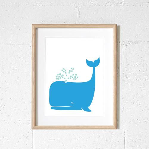 Sprout and Sparrow Kids Wall Art -  Whale Blue