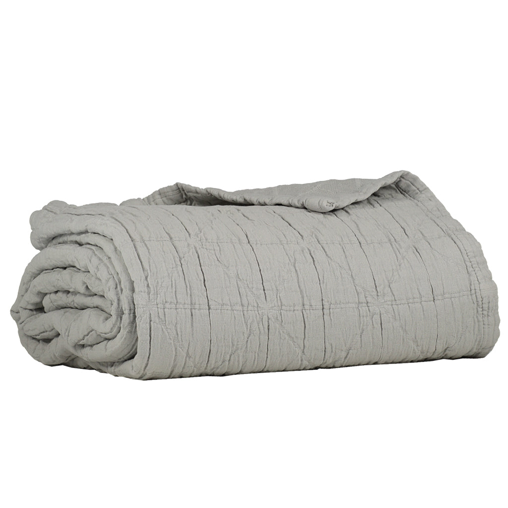 Camomile London Diamond Soft Cotton Cot Blanket - Light Grey