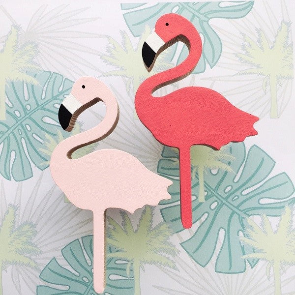 Knobbly Flamingo Wood Wall Hook  - Pink