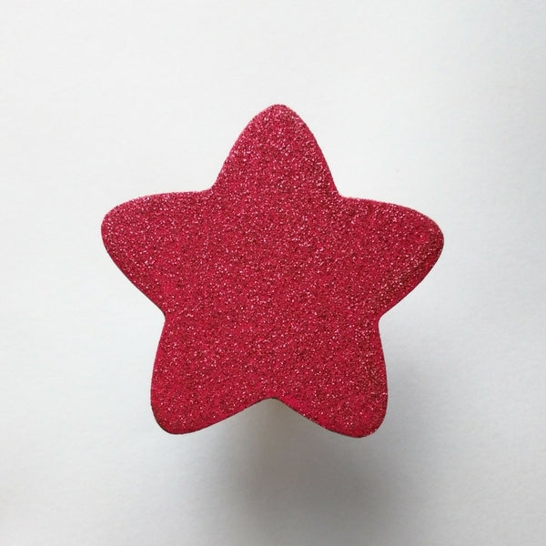 Knobbly Star Wood Wall Hook  - Pink Glitter