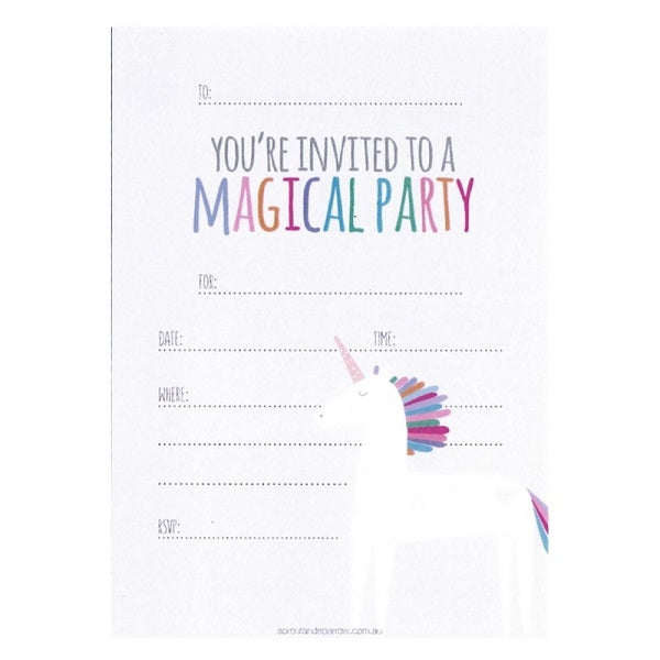 Sprout And Sparrow Unicorn Party Invitations X 10