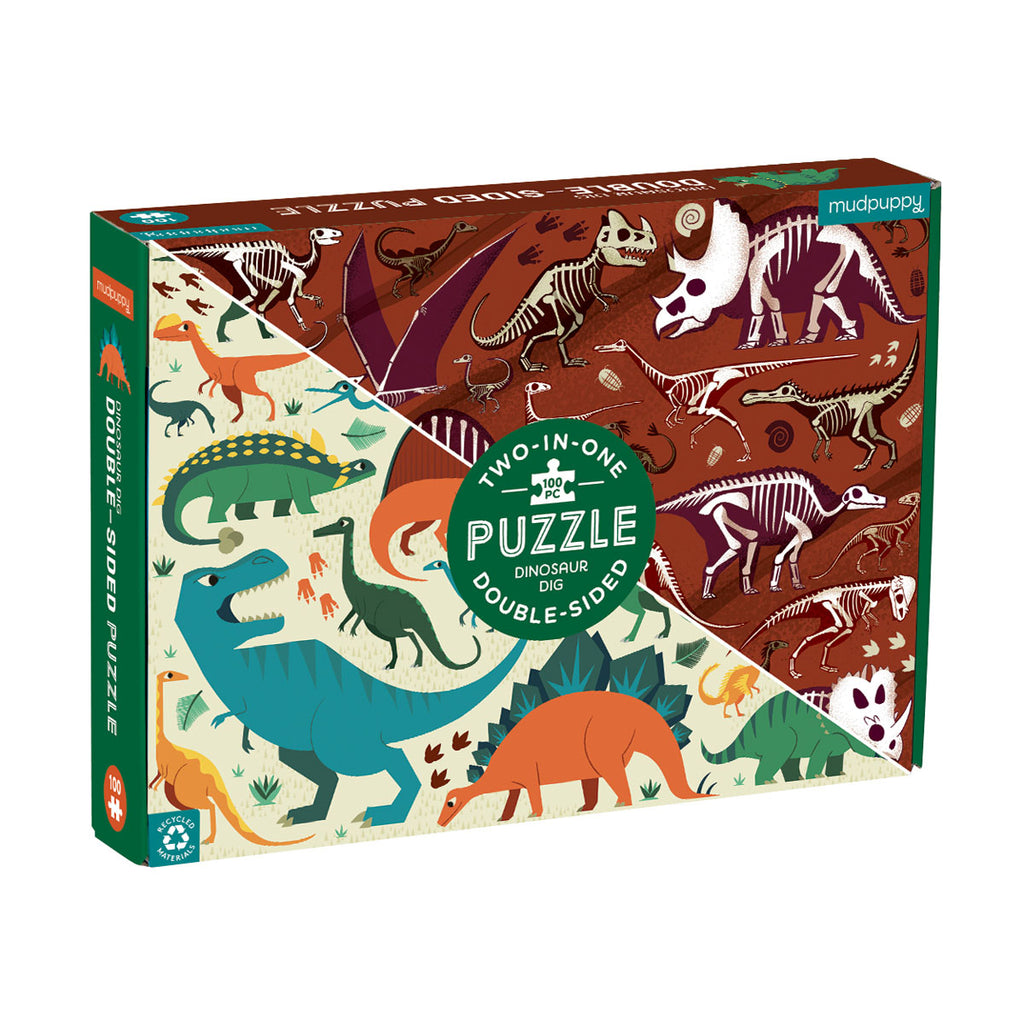 Mudpuppy 100 Pc Double-Sided Puzzle â€“ Dinosaur Dig