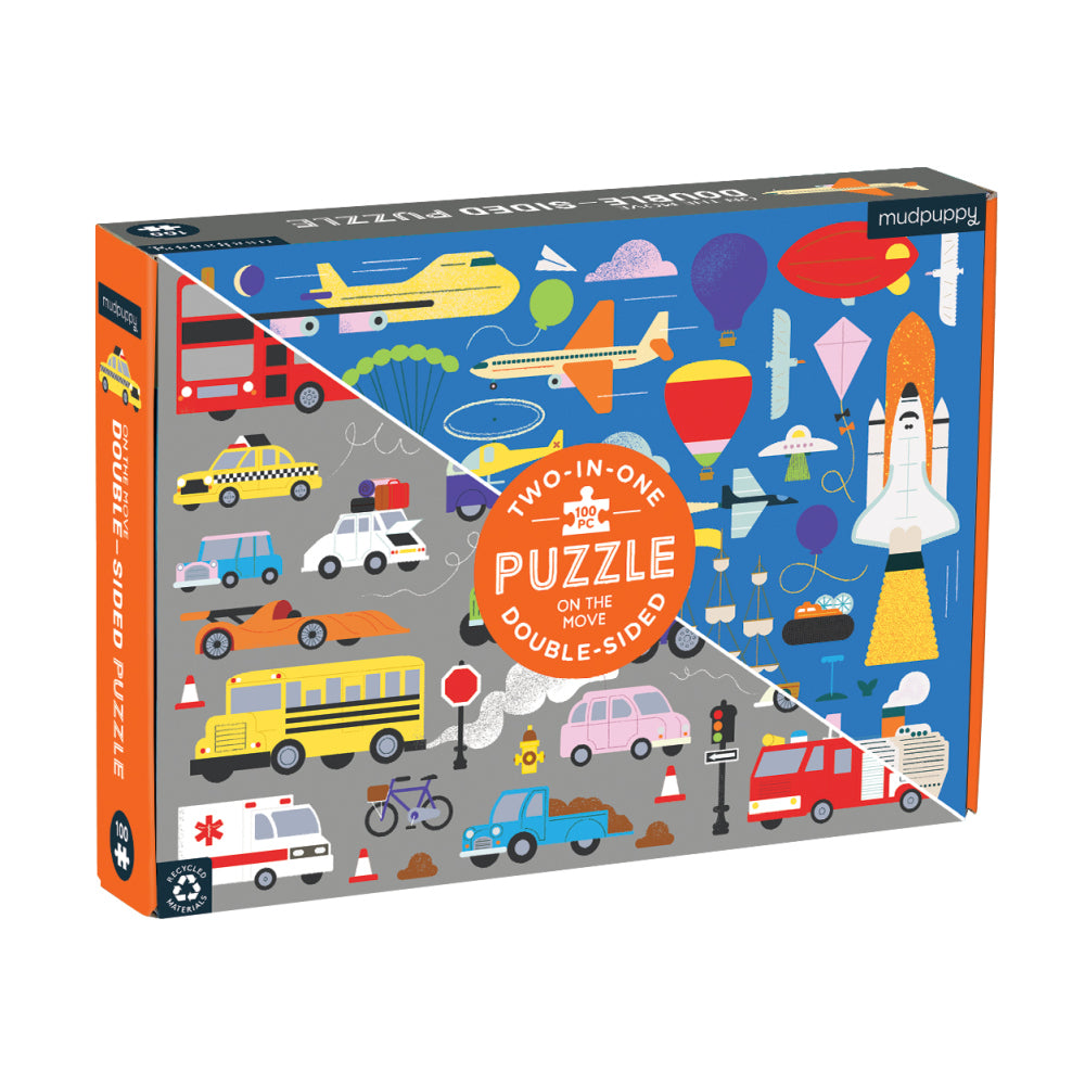 Mudpuppy 100 Pc Double-Sided Puzzle â€“ On The Move
