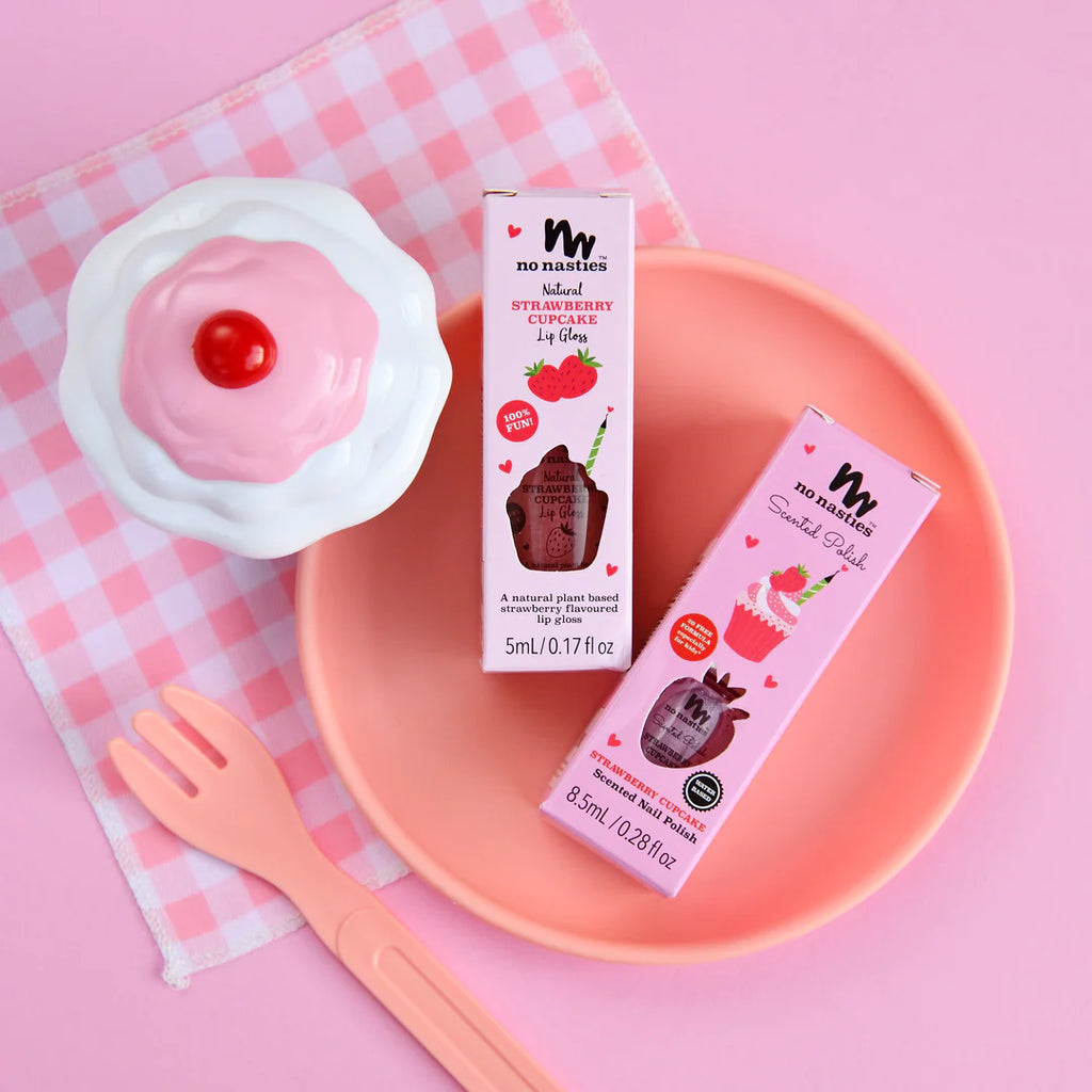 No Nasties Natural Kids Play Makeup - Strawberry Cupcake Scented Pink Nail Polish