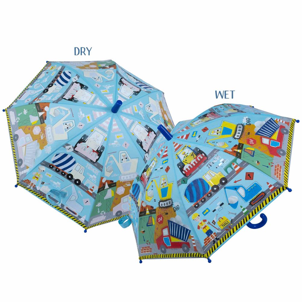 Floss and Rock Colour Changing Kids Umbrella - Construction Blue