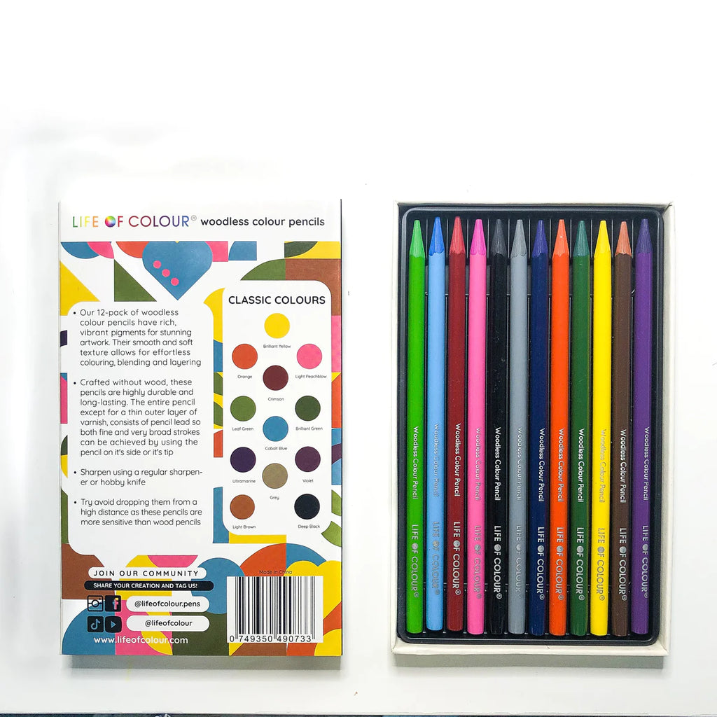 Life of Colour - Woodless Classic Colour Pencils - Set of 17