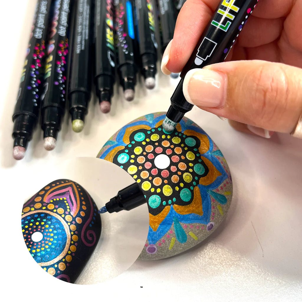Life of Colour Metallic Dot Markers Acrylic Paint Pens - Set of 15