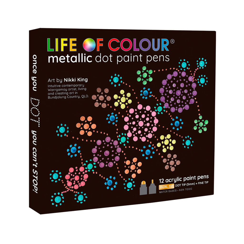 Life of Colour Metallic Dot Markers Acrylic Paint Pens - Set of 12