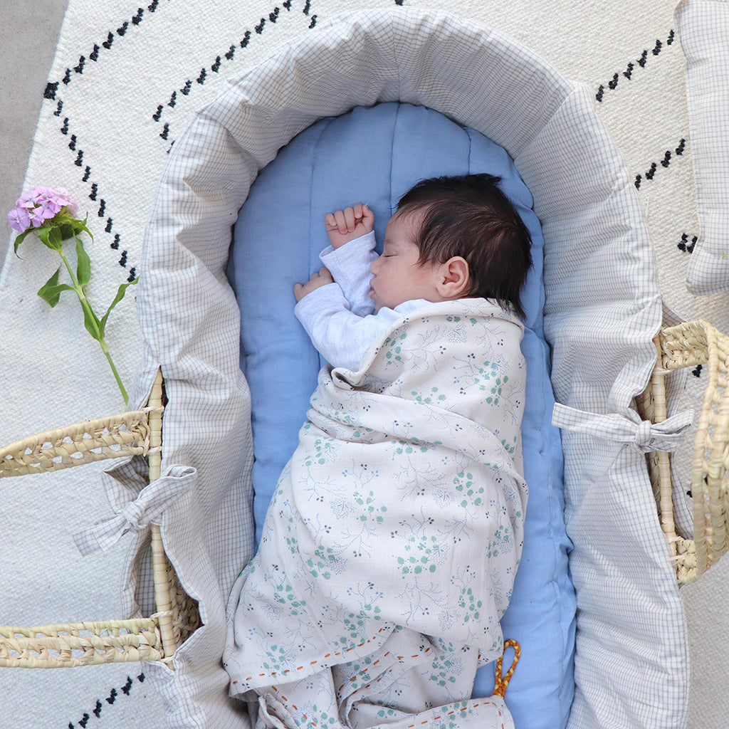 Camomile London Baby Swaddle Blanket - Mint and Teal