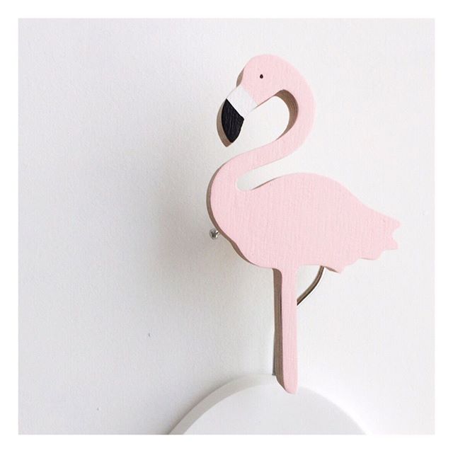 Knobbly Flamingo Wooden Wall Hook   Pink