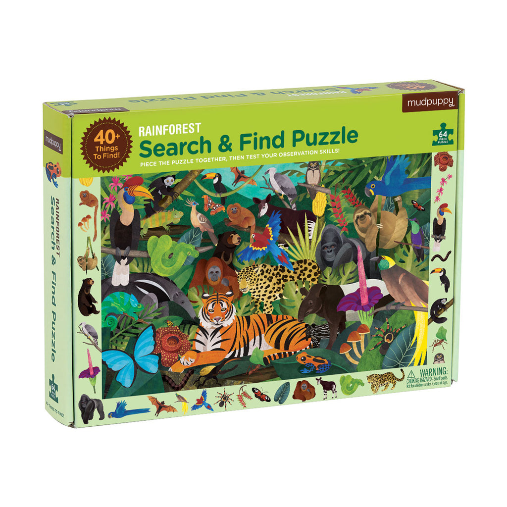 Mudpuppy - 64 Piece Search and Find Rainforest Jigsaw Puzzle
