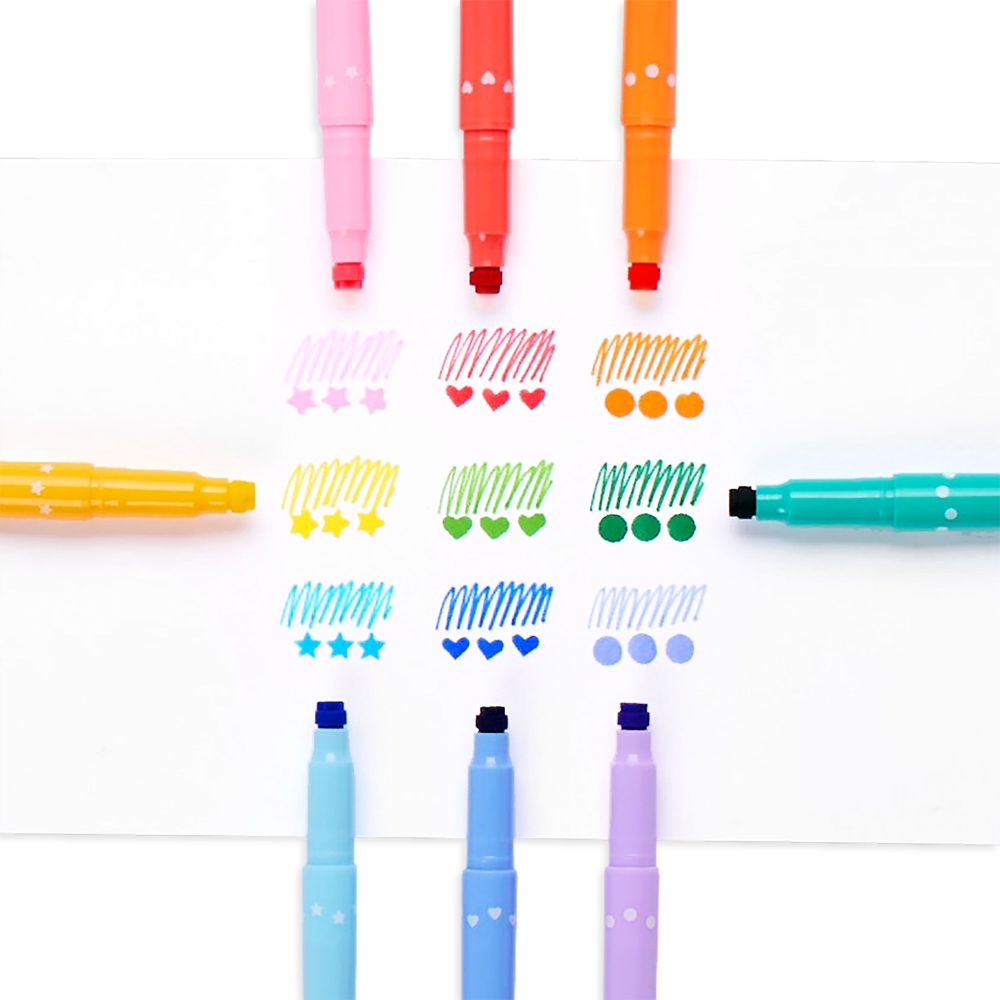 Ooly Kids Stationery - Double Ended Markers Confetti Stamp