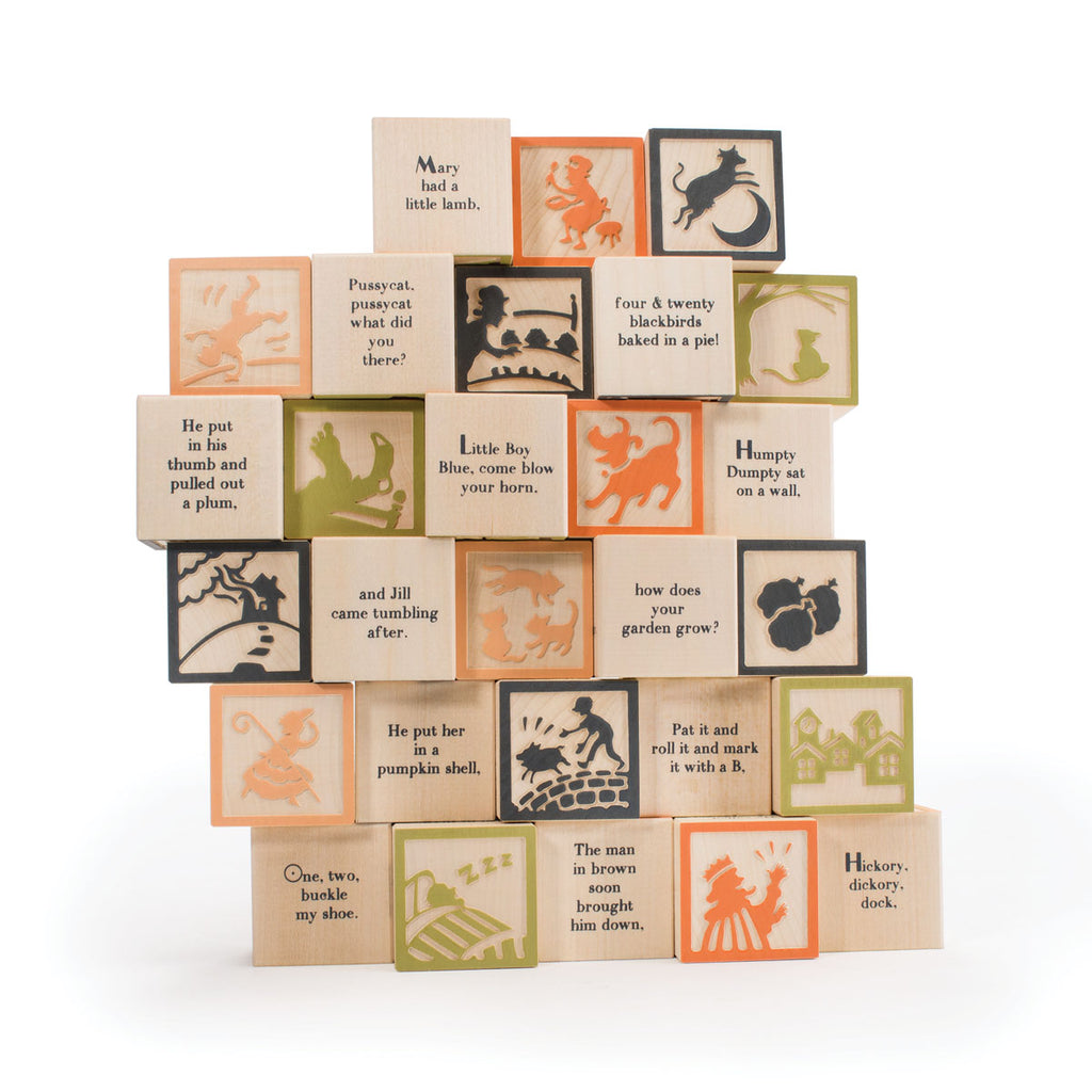 Uncle Goose Wooden Blocks - Nursery Rhyme Set Box of 28