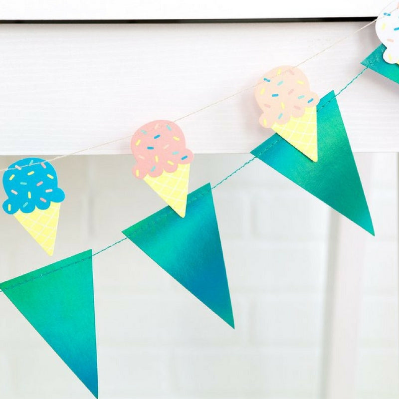 Kids Party Neon Blue Party Bunting Banner