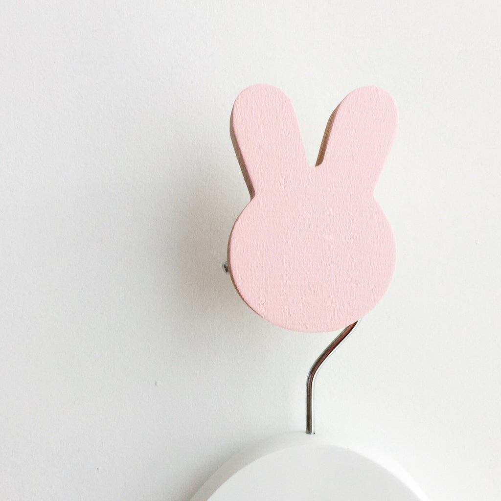 Knobbly Bunny Wood Wall Hook  - Pink
