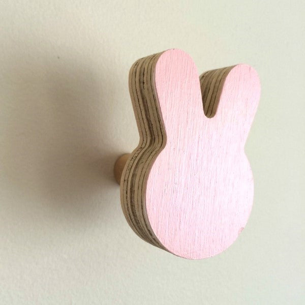 Knobbly Bunny Wooden Wall Hook   White
