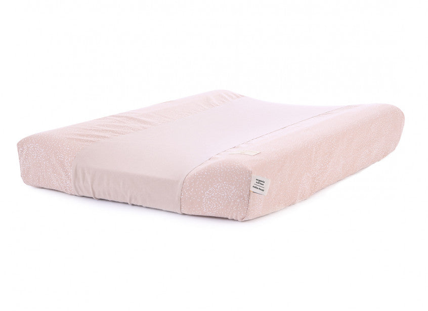 Nobodinoz Baby Changing Pad Cover - White Bubble, Misty Pink