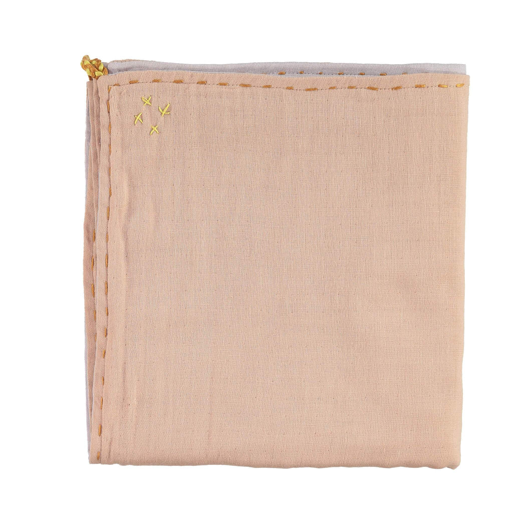 Camomile London Baby Swaddle Blanket - Peach Blossom and Ash