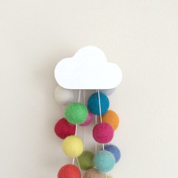 Knobbly Cloud Wooden Wall Hook   Silver Glitter