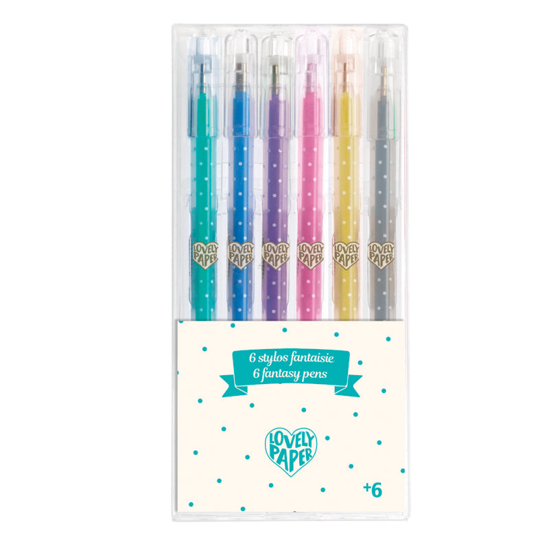 Djeco Kids Stationery - 6 Glitter Gel Pens