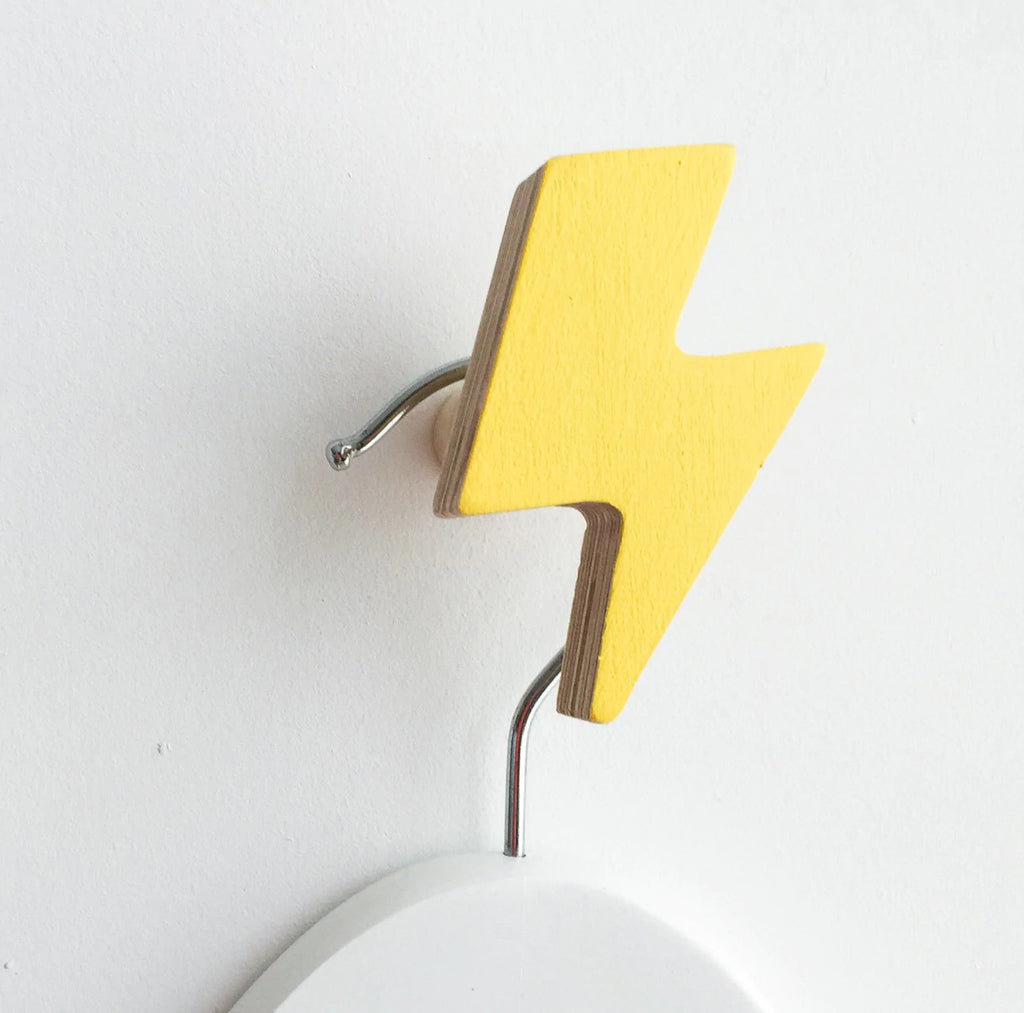 Knobbly Lightning Bolt Wood Wall Hook  - Yellow