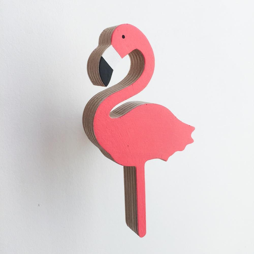 Knobbly Flamingo Wood Wall Hook  - Miami Pink
