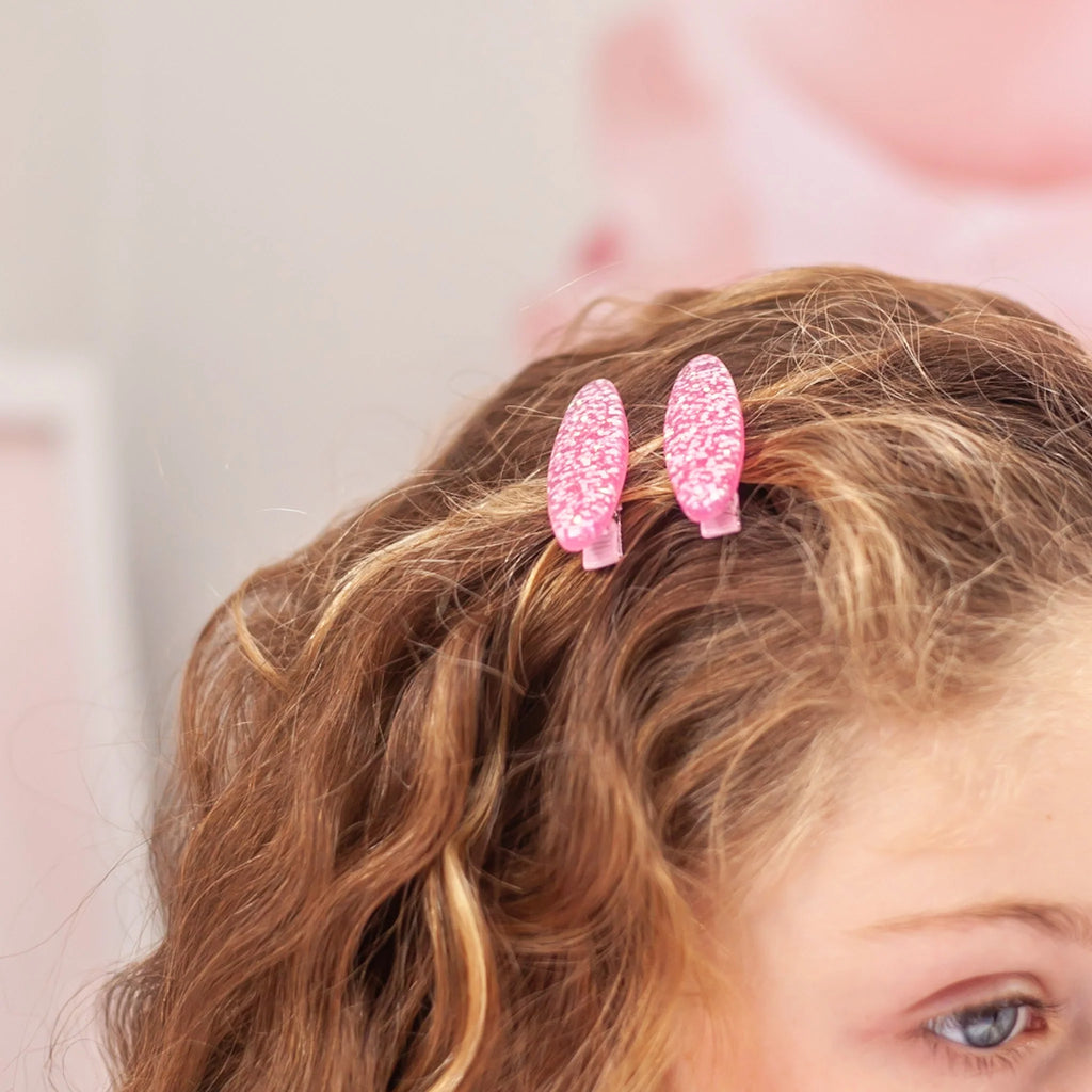 Lauren Hinkley Hair Clips - Pink Sparkle Glitter