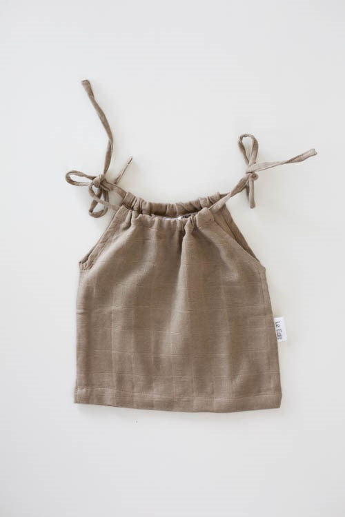 Le Edit Baby Clothes  Linen Marni Singlet in Stone