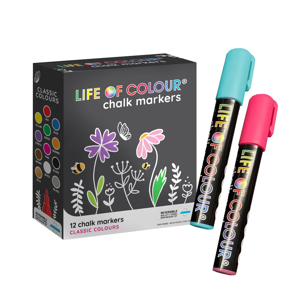 Life of Colour Liquid Chalk Markers 6mm Tip - Set of 12