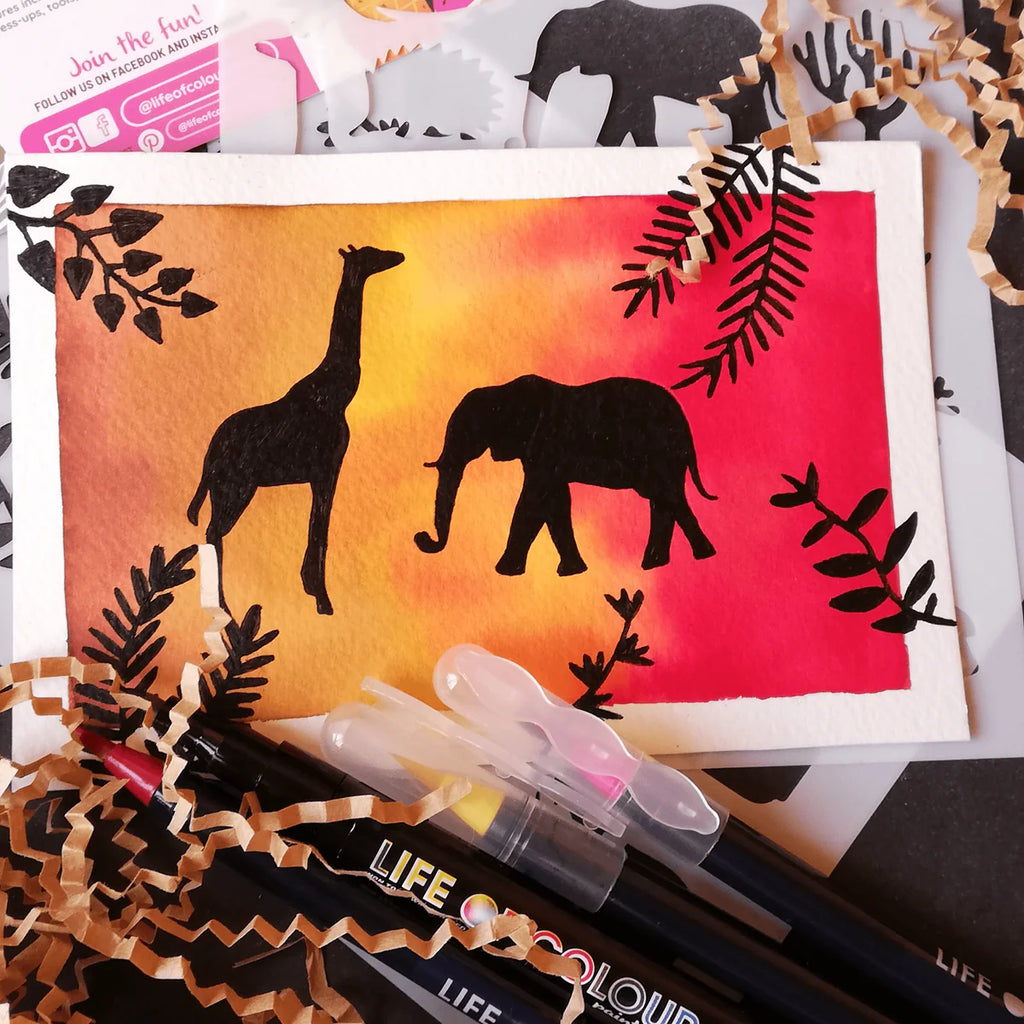 Life of Colour - Aussie, Dinosaurs, Pets, Plants, Food, Holidays, Banners & More 10 Sheet Stencil Pack