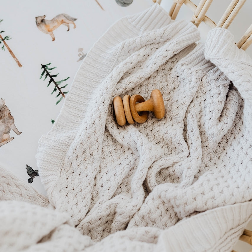 Snuggle Hunny Kids Baby Blanket - Diamond Knit in Warm Grey