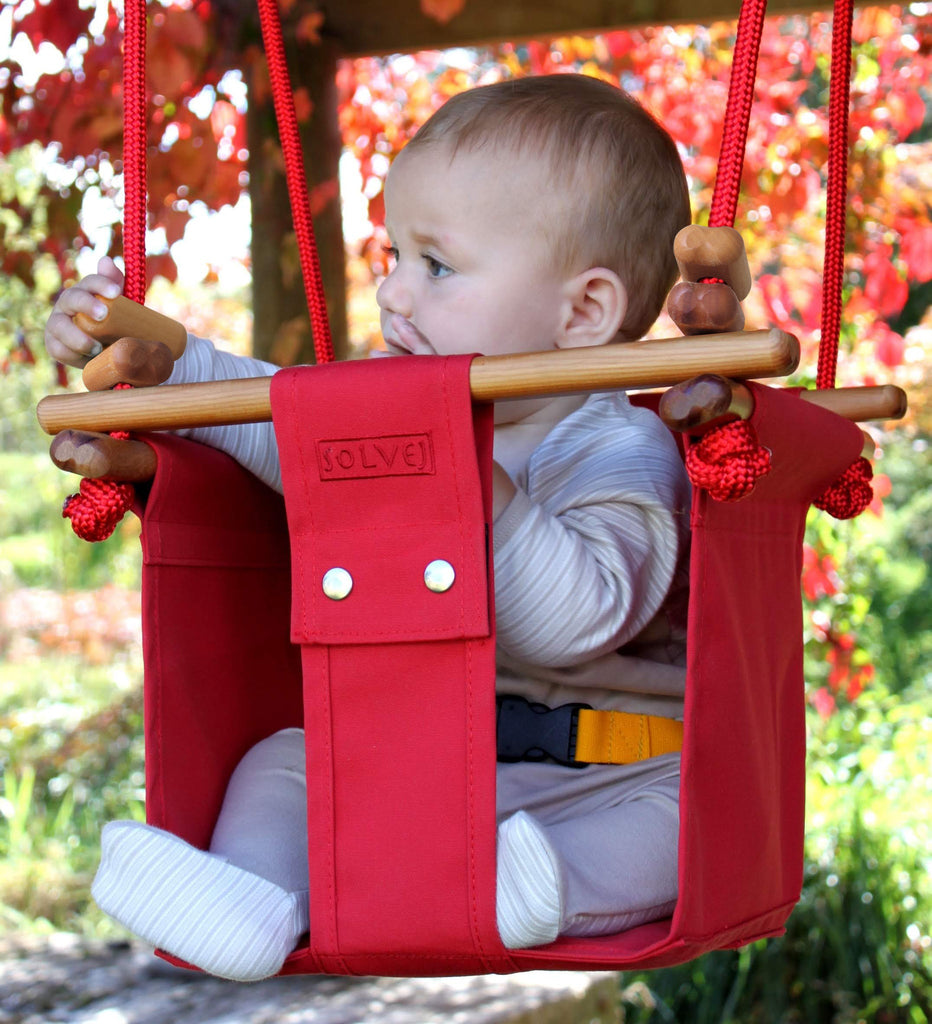 Solvej Baby and Toddler Swing- Red