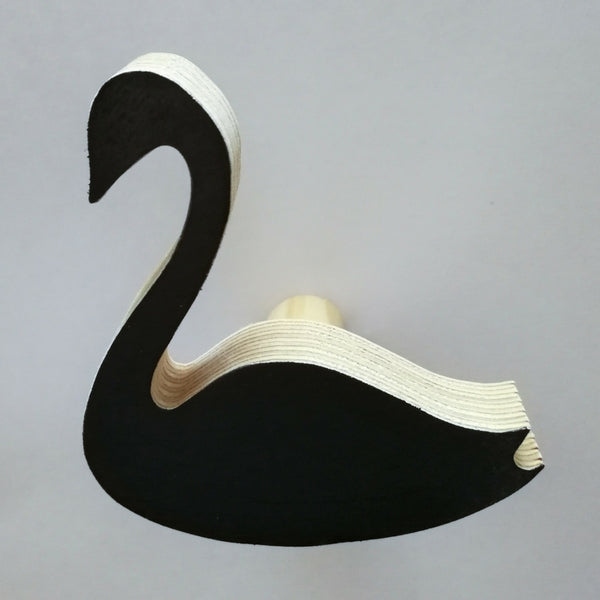 Knobbly Swan Wood Wall Hook  - Black