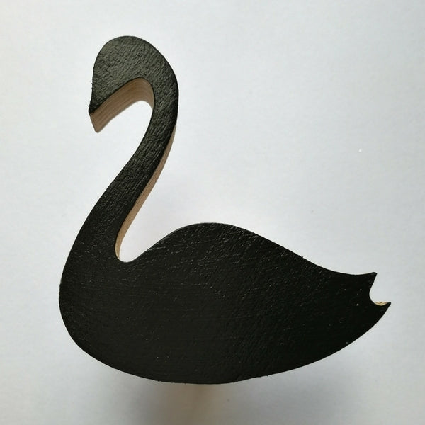 Knobbly Swan Wooden Wall Hook   Black