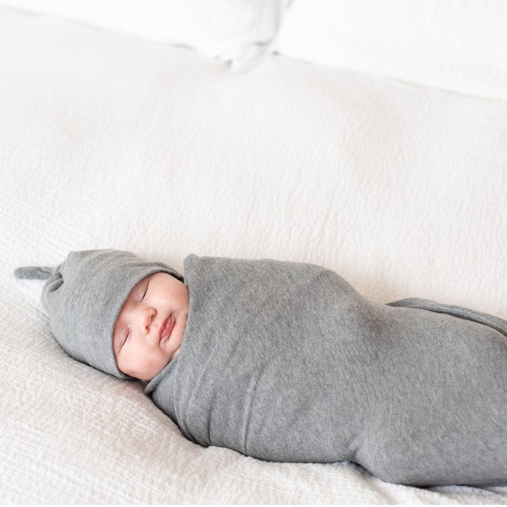 Zestt Organics Baby Blanket- Organic Cotton Newborn Dream Bundle in Grey
